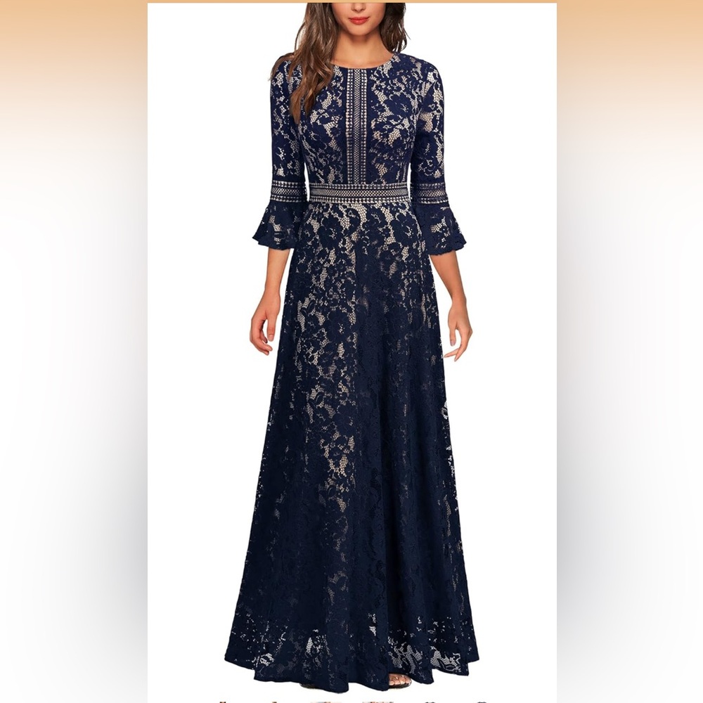 Elegant Navy Lace Dress